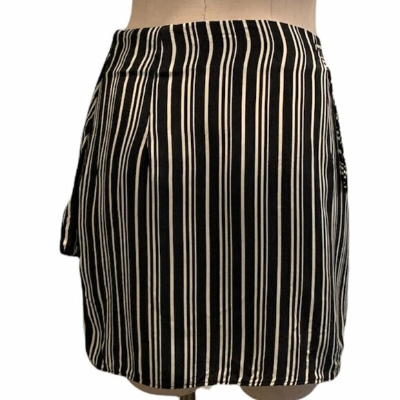 Zara Basic Special Collection Sz S Asymmetric Black Stripe Skirt Cupro #230J - Picture 4 of 6